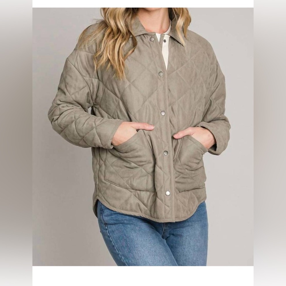 NEW BE COOL darian quilted jacket in olive sze small #5